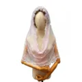 Elegant light pink lace veil bridal head covering charming photo prop headpiece accessory - Pink-144