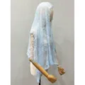 Light blue lace bridal veil headpiece hollow floral photography accessory hair decoration. - Sky Blue - 145