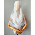 Elegant white lace bridal veil vintage mantilla headpiece for wedding styling photography - White - 144