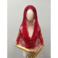 Red lace veil mantilla bridal head covering church chapel veil wedding photography accessory - Wine Red-144