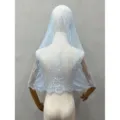 Light blue lace bridal veil retro wedding headpiece elegant lace mantilla hair accessory - Sky Blue-144