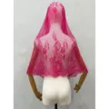Hot pink lace veil headpiece bridal wedding photography hair accessory scenic costume hat - Rose Red-144