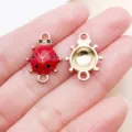 Pendentif Coccinelle Émail Alliage Charme Rouge Or DIY Accessoire Bijou Variante Option - Coccinelle à Double Crochet (27004) / 1 pièce (20x14mm) / Or KC Rouge