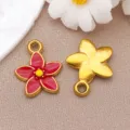 Stainless steel enamel floral charms DIY jewelry making, colorful flower pendants for crafting. - Single-sided Flower (T1511)