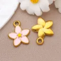 Stainless steel enamel flower charm DIY pendant jewelry accessory variant option for crafts. - Single-sided Flower (T1513)