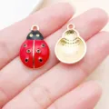 Pendentif breloque coccinelle rouge et noir émail alliage pour bijoux DIY bracelet - Coccinelle en Émail Rouge (27033) / 1 Pièce/Paquet (22x14mm) / Or KC Rouge