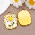 Stainless steel oil-dropping sunflower pendant DIY jewelry accessory, front and back display. - Sunflower (T1633)