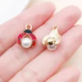 Breloques coccinelle émail perle alliage bijoux DIY pour collier bracelet faits main 20pcs - Coccinelle Perle en Émail Rouge (27035) / 1 pièce/paquet (15x12mm) / Or KC Rouge