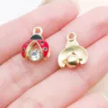 Pendentif breloque en alliage coccinelle, émail rouge strass et dos plaqué or accessoire bijoux. - Coccinelle en Émail Rouge Strass (27037) / 1 pièce/paquet (15x12mm) / Or KC Rouge