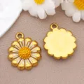 Stainless steel enamel daisy flower pendant charms for DIY jewelry making accessories. - Chrysanthemum (T1636)