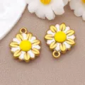 Stainless Steel Enamel Sunflower Flower Pendant DIY Craft Jewelry Accessory Variant - Double-sided Chrysanthemum (T1639)