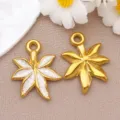 Stainless steel enamel leaf flower charm pendant DIY jewelry accessories gold plated - Leaf Pendant (T1673)