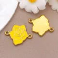 Stainless steel yellow enamel rose flower double loop connector DIY jewelry making charm - Double-hole Rose (T1674)