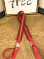 Red and white woven nylon bag strap, adjustable length with plastic buckles, durable design. - Red Jacquard Wide Strap