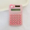 Detailed view of cute pink cartoon electronic calculator, compact portable desktop device. - Floral Girl (Glossy)