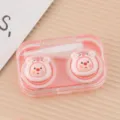 Schattig roze cartoon varken contactlenzenhoesje, draagbare transparante dubbele opbergdoos. - Varken