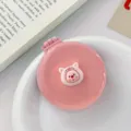 Jolie brosse à cheveux pliante rose de dessin animé avec miroir mini brosse de voyage portable - Cochon