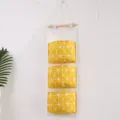 Borsa portaoggetti appendiabiti in tessuto con motivo geometrico giallo a 3 strati - Giallo