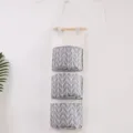 Borsa di Stoccaggio Sospesa a 3 Strati, Organizer da Parete in Tessuto Geometrico - Grigio