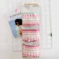 Borsa portaoggetti appendiabiti a 3 tasche in tessuto cotone lino per porta parete rosa - Etnico Vintage