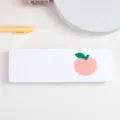 White plastic pencil box with cute 3d peach decor student stationery storage case - White - Peach