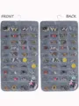 Double-sided hanging jewelry organizer with clear PVC pockets for earrings and necklaces. - Gray