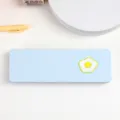 Macaron plastic pencil box with cute fried egg decoration, durable student stationery case. - Blue - Poached Egg