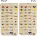 Double-sided jewelry hanging organizer featuring clear pockets and durable non-woven fabric. - Beige