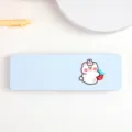 Macaron plastic pencil box with cute cartoon animal design, ideal for students and school gifts. - Blue - Strawberry Bear