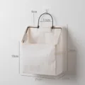 Nordische stijl bed hangende opslagtas canvas opbergmand voor slaapzaal kamer nieuw - Verbeterde katoenen en linnen hangmand voor aan het bed / Katoenen en linnen hangzak met ronde haak - Beige