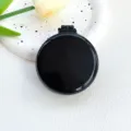 Mini folding hair brush, portable black round compact pocket comb with mirror for daily use. - (OPP Bag Packed) / Black