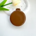 Portable folding mirror hair comb, mini brown compact cushion massage brush for daily travel. - Brown