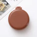 Mini brosse à cheveux pliante portable marron ronde compacte coussin d'air de poche avec miroir - Couleur café (en vrac)
