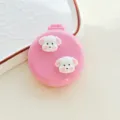 Niedlicher Welpe Klappspiegel und Kamm tragbare kompakte Haarbürste für Damen und Kinder - Zwei Welpen / Rosa
