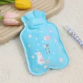 Blauer Plüsch-Wärmflasche süßer Hase Kirschblüte Druck Handwärmer Winter gemütlich weich - Samt-Modell - Hase / 17*11 cm Klein