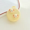 Cute yellow folding pocket hair brush with mirror and 3D puppy design for daily use. - Two Puppies / Yellow