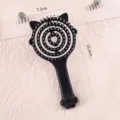 Adorable brosse à cheveux chat noir avec picots de massage, outil portable, 15.3cm. - Brosse Squelette / Emballage en vrac / Noir
