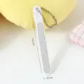 White nail file with abrasive surface and chain, 10cm portable manicure sanding tool variant - Bead Chain Style / Individual Packaging / White