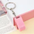 Rosa Mini Tacker Schlüsselanhänger, süß tragbar Büro Schreibwaren, Metallkette Ring. - Kuppel-Stil / Mit Schlüsselanhänger / Rosa