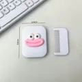 Ensemble de miroir de maquillage et peigne pliants portables 2 en 1 avec joli design de dessin. - Carré blanc à grande bouche