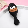 Tragbare Kissen-Haarbürste mit süßem Cartoon-Großmund-Design für das tägliche Styling. - Big-Mouth-Griffmodell - Schwarz