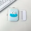 Portable folding makeup mirror and comb set with cute cartoon monster design for daily use. - Square Blue Big Mouth