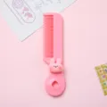 Peigne à cheveux en plastique rose mignon lapin de dessin animé, mini peigne portable pour filles. - Peigne petit lapin rose