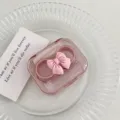 Transparante contactlensdoosje met schattige roze strik draagbare verzorgingsetui voor dagelijks gebruik - Roze Strikje