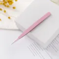 Pink stainless steel craft tweezers for journaling and DIY stickers, precise pointed tip. - Straight Tip / Pink