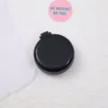 Portable black folding pocket hair brush with mirror, compact round mini massage comb for travel. - OPP Bag / Quiet Black