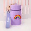 Süße mini lila silikon eimer geldbörse mit regenbogen, schlüsselanhänger und handschlaufe. - Violetter Regenbogen