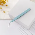 Stainless steel curved tip craft tweezers for journaling, DIY stickers and daily use tools. - Curved Tip / Blue