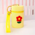 Süße Mini Silikon Eimer Tasche Schlüsselanhänger tragbare Münzenbörse mit Blumen Anhänger - Gelbe Blume