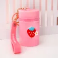 Pink silicone mini bucket bag cute strawberry coin purse portable earphone storage pouch keyring - Pink Small Flower Strawberry